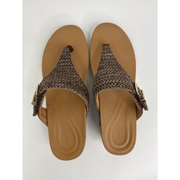 Aetrex Kate Orthotic Arch Support Thong Wedge Sandal Woven Brown EU 38 US 7.5-8 - Picture 5 of 8